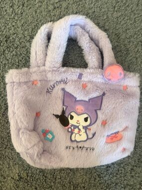 Kuromi Plush Lilac Kids Tote Bag with Skull Accent